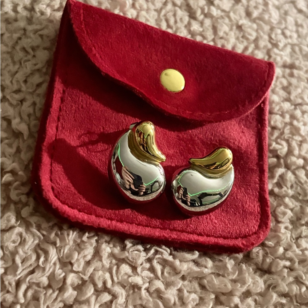 Gold and Silver Teardrop Women's Earrings